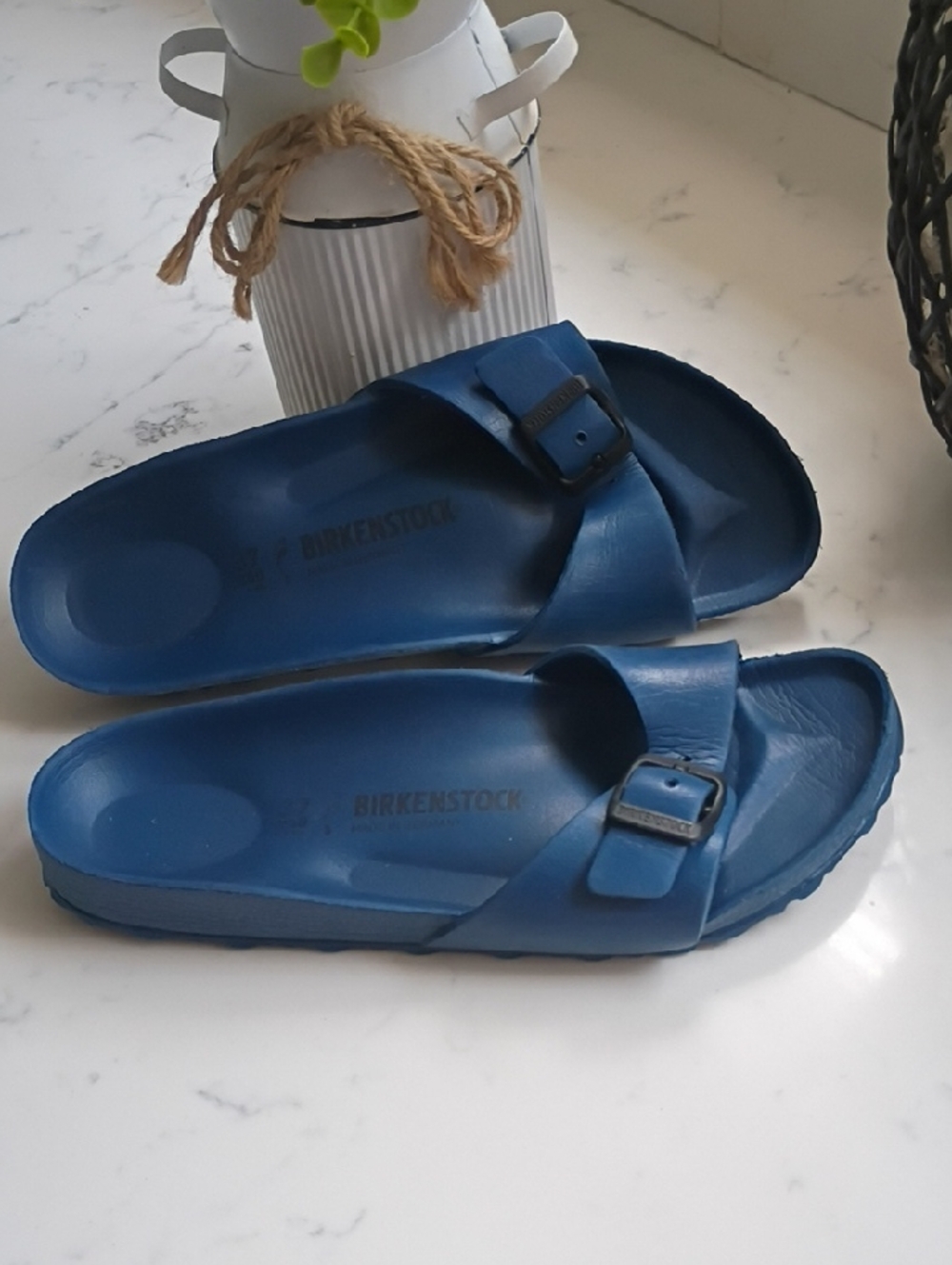 Birkenstock Blue One-Strap EVA Slide Sandals